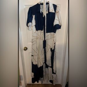 SHEIN Navy and Cream Floral Maxi Dress